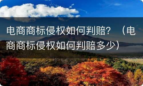 电商商标侵权如何判赔？（电商商标侵权如何判赔多少）