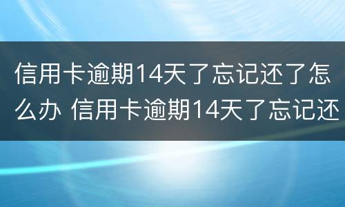 信用卡逾期14天了忘记还了怎么办 信用卡逾期14天了忘记还了怎么办理
