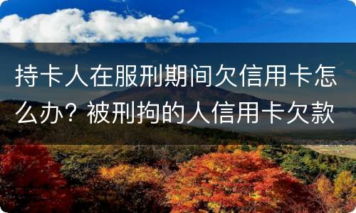 持卡人在服刑期间欠信用卡怎么办? 被刑拘的人信用卡欠款怎么办