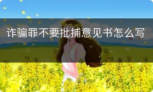 诈骗罪不要批捕意见书怎么写