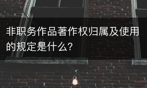 非职务作品著作权归属及使用的规定是什么？