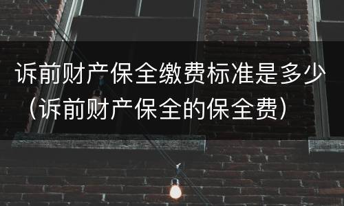 诉前财产保全缴费标准是多少（诉前财产保全的保全费）