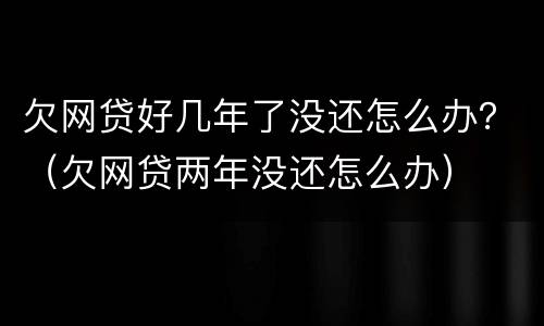 欠网贷好几年了没还怎么办？（欠网贷两年没还怎么办）