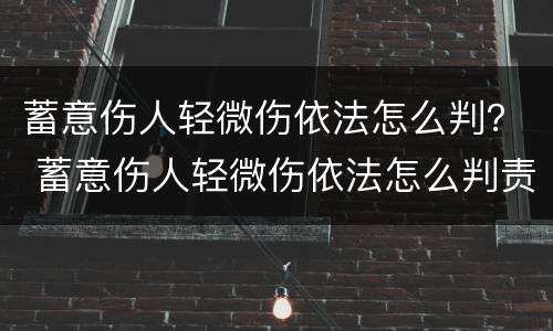 蓄意伤人轻微伤依法怎么判？ 蓄意伤人轻微伤依法怎么判责