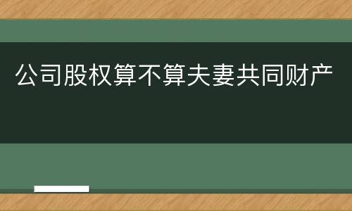 公司股权算不算夫妻共同财产