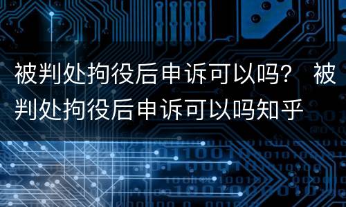 被判处拘役后申诉可以吗？ 被判处拘役后申诉可以吗知乎