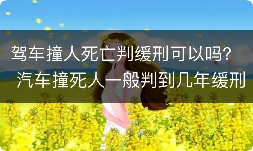 驾车撞人死亡判缓刑可以吗？ 汽车撞死人一般判到几年缓刑