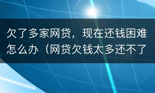 欠了多家网贷，现在还钱困难怎么办（网贷欠钱太多还不了怎么办）