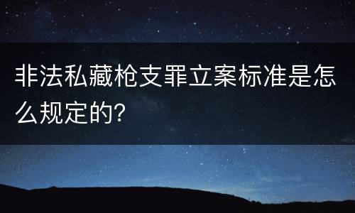 非法私藏枪支罪立案标准是怎么规定的？