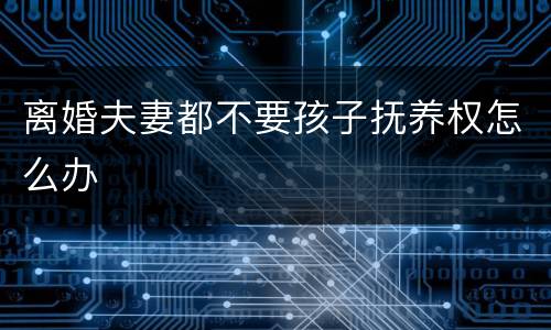 离婚夫妻都不要孩子抚养权怎么办