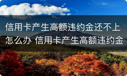 信用卡产生高额违约金还不上怎么办 信用卡产生高额违约金还不上怎么办呢