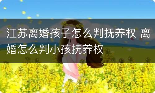 江苏离婚孩子怎么判抚养权 离婚怎么判小孩抚养权