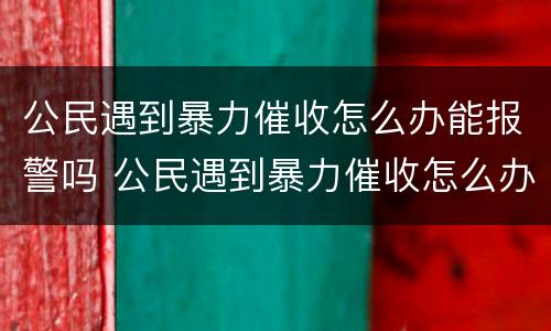 公民遇到暴力催收怎么办能报警吗 公民遇到暴力催收怎么办能报警吗