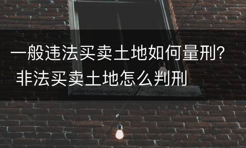 一般违法买卖土地如何量刑？ 非法买卖土地怎么判刑
