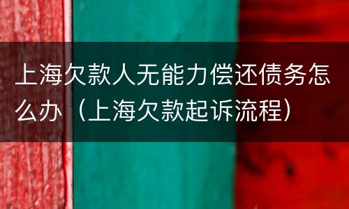 上海欠款人无能力偿还债务怎么办（上海欠款起诉流程）
