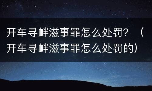 开车寻衅滋事罪怎么处罚？（开车寻衅滋事罪怎么处罚的）