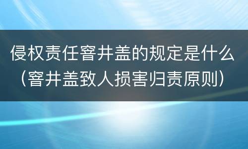 侵权责任窨井盖的规定是什么（窨井盖致人损害归责原则）