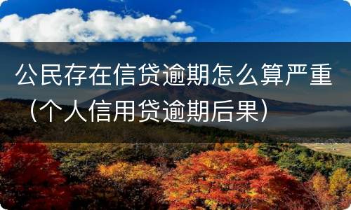 公民存在信贷逾期怎么算严重（个人信用贷逾期后果）