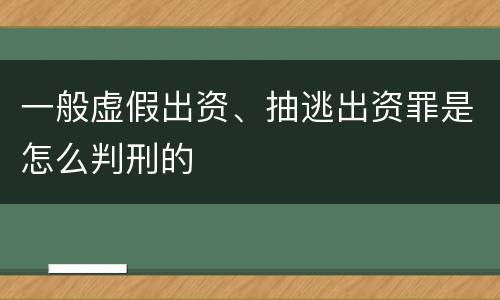 一般虚假出资、抽逃出资罪是怎么判刑的