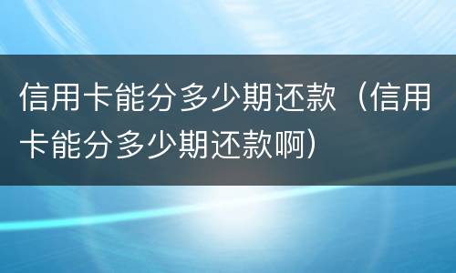 信用卡能分多少期还款（信用卡能分多少期还款啊）
