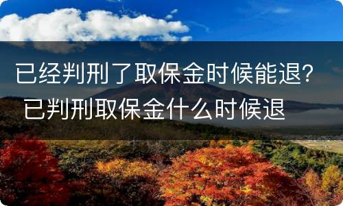 已经判刑了取保金时候能退？ 已判刑取保金什么时候退