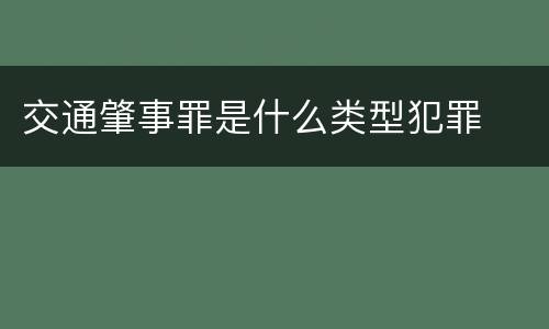 交通肇事罪是什么类型犯罪