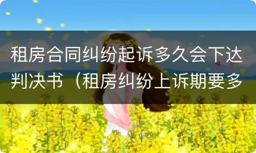租房合同纠纷起诉多久会下达判决书（租房纠纷上诉期要多久判决）