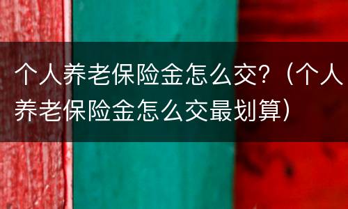 个人养老保险金怎么交?（个人养老保险金怎么交最划算）