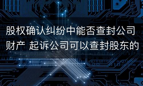 股权确认纠纷中能否查封公司财产 起诉公司可以查封股东的资产吗