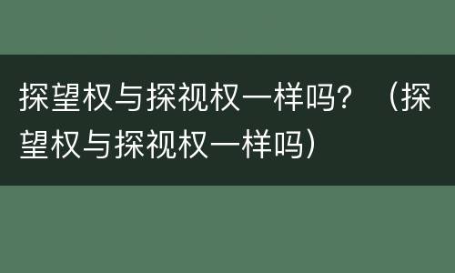 探望权与探视权一样吗？（探望权与探视权一样吗）