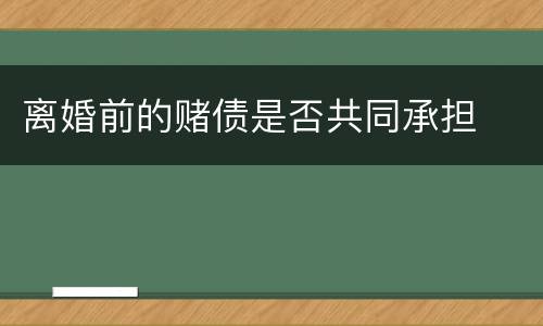 离婚前的赌债是否共同承担