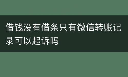 借钱没有借条只有微信转账记录可以起诉吗