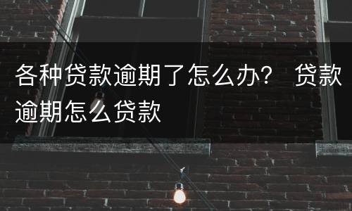 各种贷款逾期了怎么办？ 贷款逾期怎么贷款
