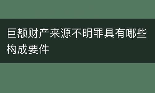 巨额财产来源不明罪具有哪些构成要件