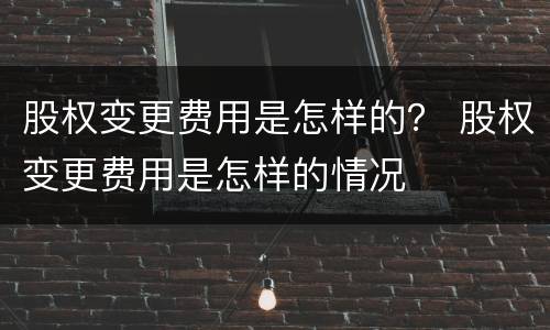股权变更费用是怎样的？ 股权变更费用是怎样的情况