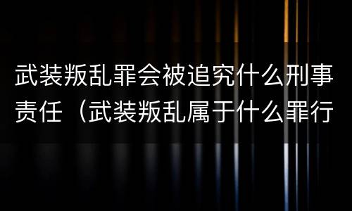 武装叛乱罪会被追究什么刑事责任（武装叛乱属于什么罪行）