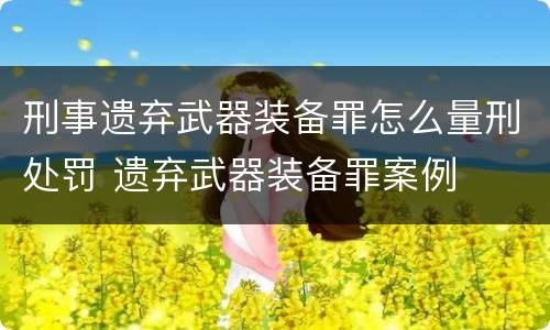 刑事遗弃武器装备罪怎么量刑处罚 遗弃武器装备罪案例