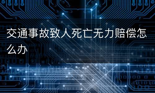 交通事故致人死亡无力赔偿怎么办
