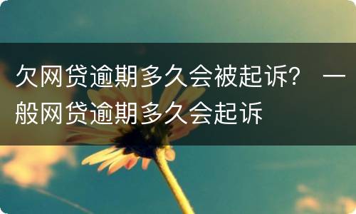 欠网贷逾期多久会被起诉？ 一般网贷逾期多久会起诉