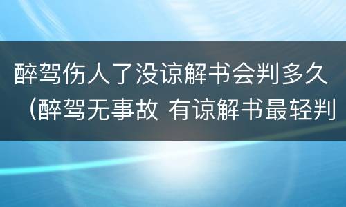 醉驾伤人了没谅解书会判多久（醉驾无事故 有谅解书最轻判多久）