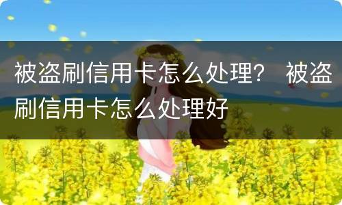 被盗刷信用卡怎么处理？ 被盗刷信用卡怎么处理好
