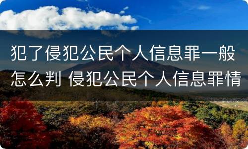 犯了侵犯公民个人信息罪一般怎么判 侵犯公民个人信息罪情节严重判刑