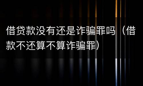 借贷款没有还是诈骗罪吗（借款不还算不算诈骗罪）