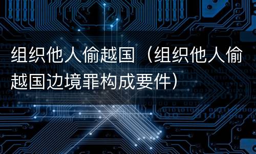 组织他人偷越国（组织他人偷越国边境罪构成要件）