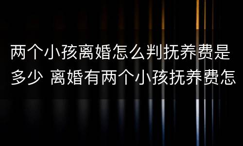 两个小孩离婚怎么判抚养费是多少 离婚有两个小孩抚养费怎么算