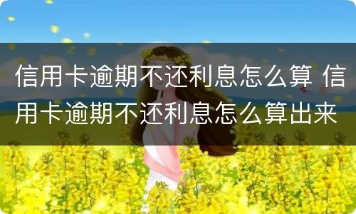 信用卡逾期不还利息怎么算 信用卡逾期不还利息怎么算出来的