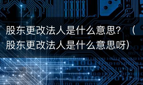 股东更改法人是什么意思？（股东更改法人是什么意思呀）