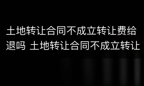 土地转让合同不成立转让费给退吗 土地转让合同不成立转让费给退吗