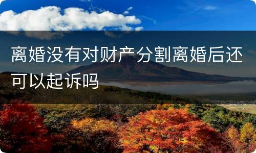 离婚没有对财产分割离婚后还可以起诉吗