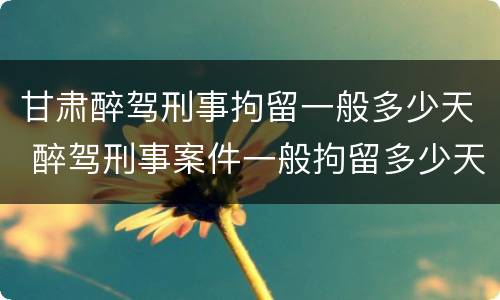 甘肃醉驾刑事拘留一般多少天 醉驾刑事案件一般拘留多少天
